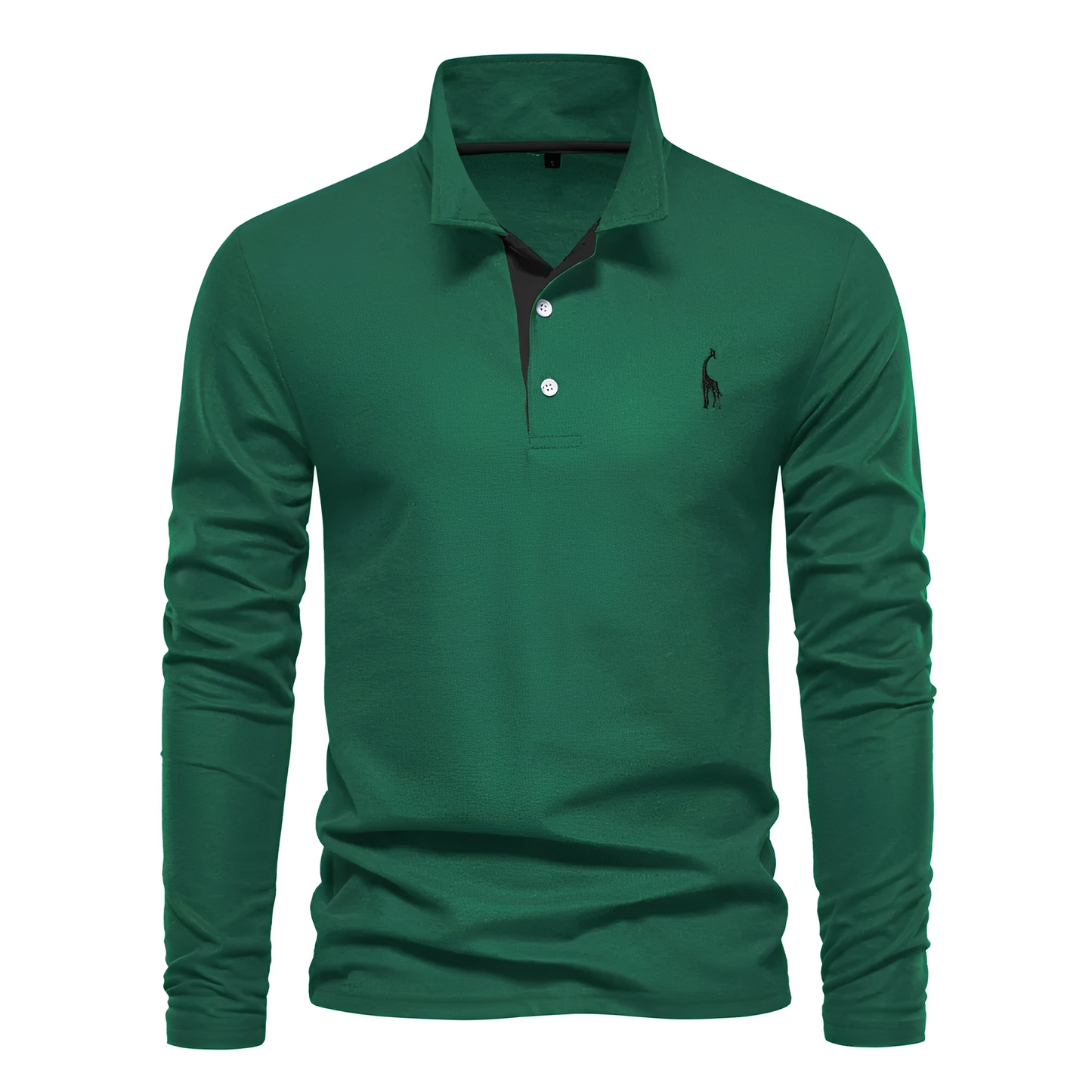 Herren Langarm-Polo-Shirt aus Baumwolle Weiß