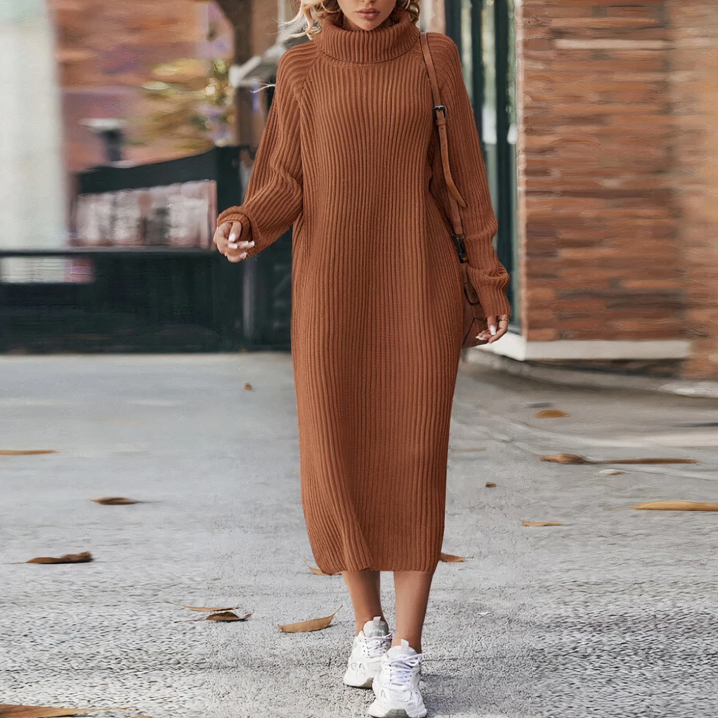 Norvielle Damen Langärmeliges Strickkleid