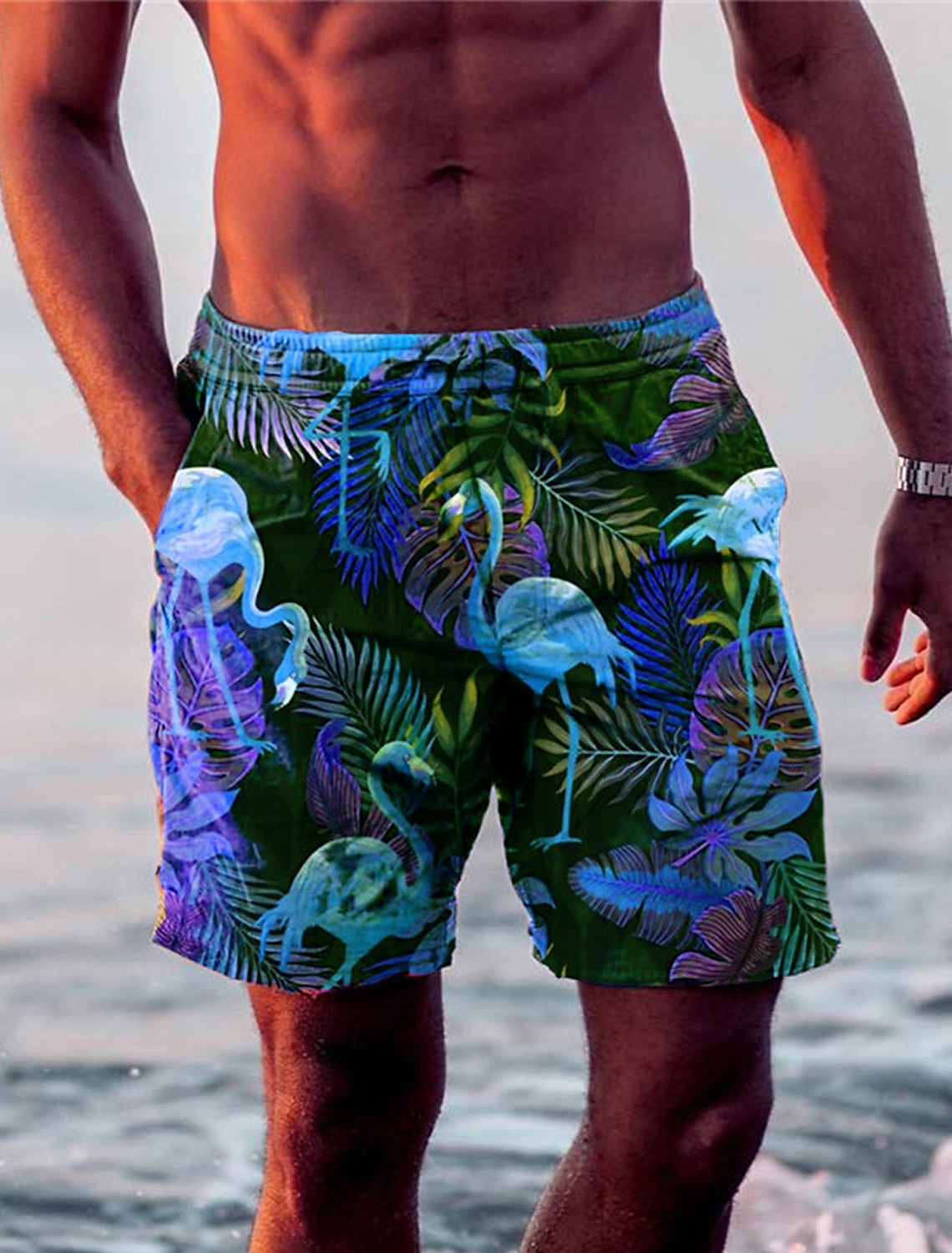 Herren Badehose Flamingo-Design Auffällig - Norvielle