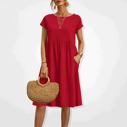 Damen Sommerkleid Kurzarm mit Taschen