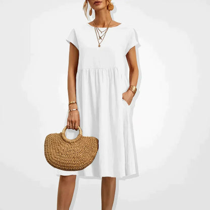 Damen Sommerkleid Kurzarm mit Taschen - Norvielle