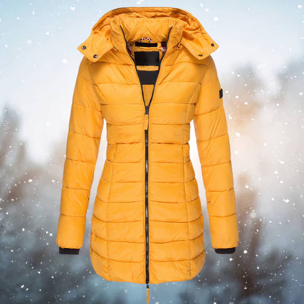 Damen Winterjacke Mittellang Warm mit Kapuze