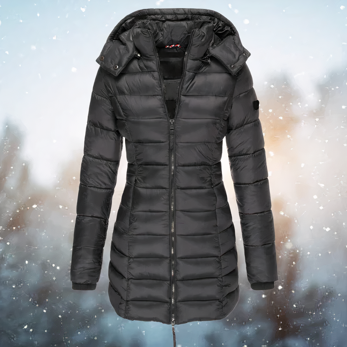 Damen Winterjacke Mittellang Warm mit Kapuze