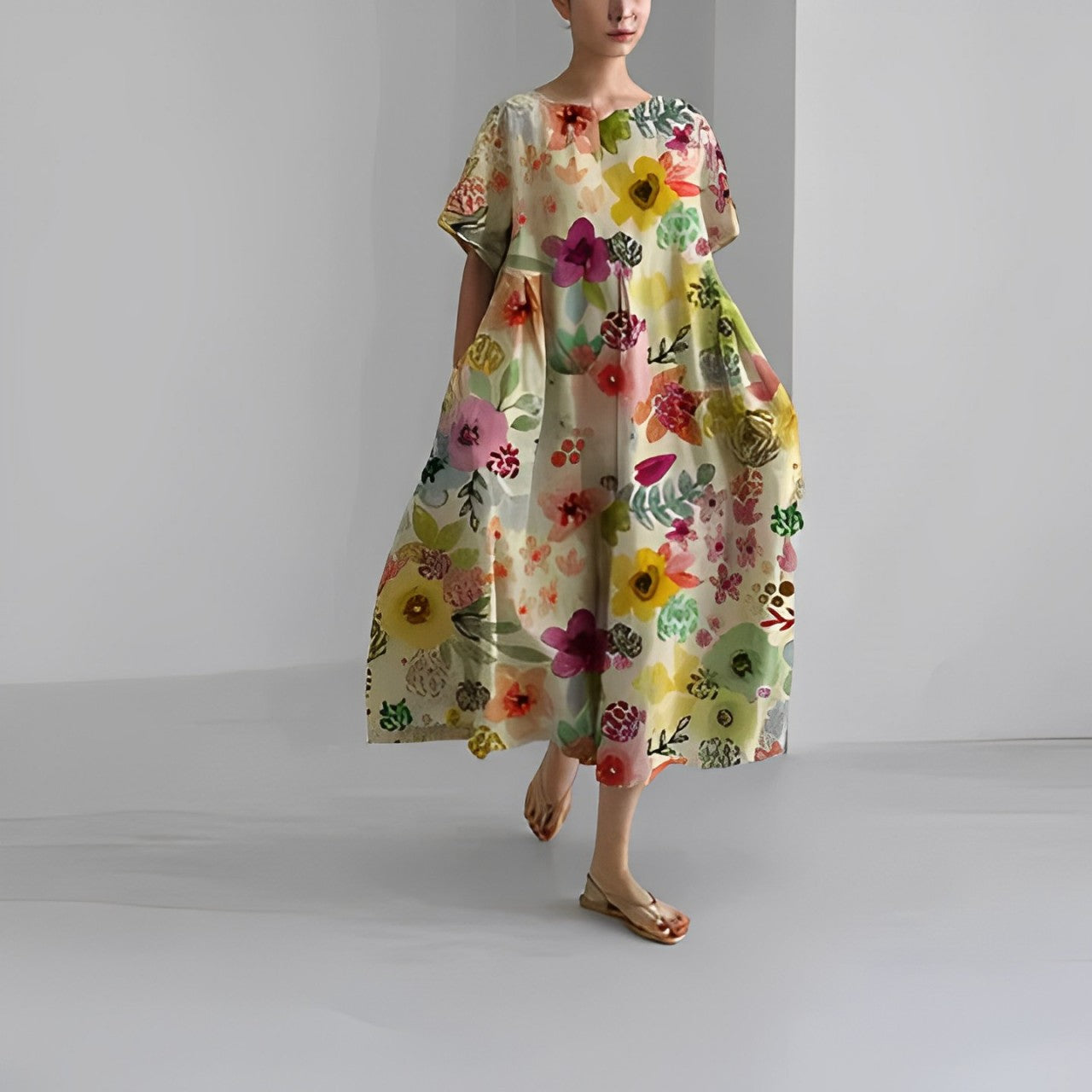 Norvielle Damen Blumenkleid Boho-Stil