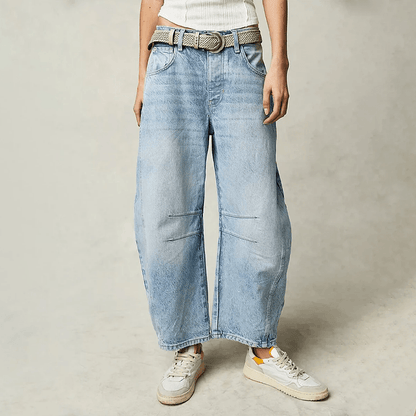 Damen Hochtaillierter Baggy Jeans Lockere Passform
