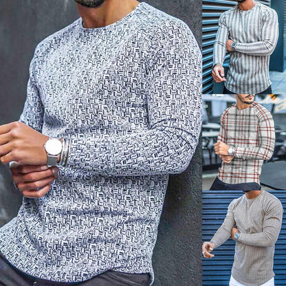 Herren Langarm-T-Shirt Rundhalsausschnitt Baumwolle Grau - Norvielle