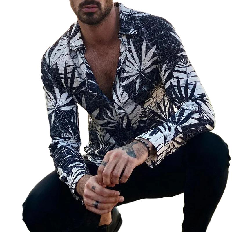 Herren Hawaiihemd Langärmelig Bedruckt - Norvielle