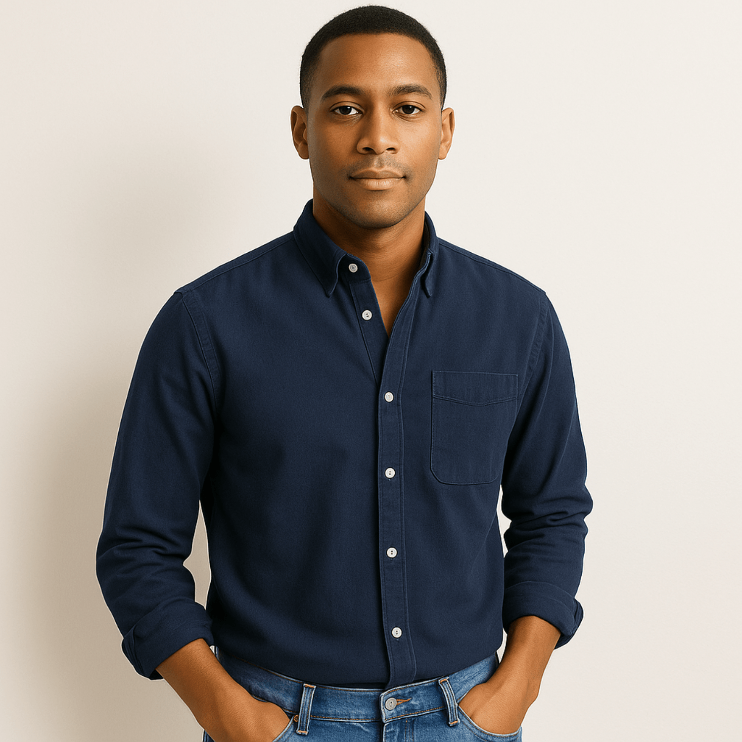 Herren Langarmhemd Regular Fit mit Kragen und Knöpfen - Norvielle