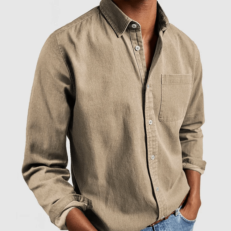 Langarmhemd | Regular Fit | Hemd mit Kragen | Hemd mit Knopfleiste | Herrenhemd-Khaki-S-Chaps Herrenmode