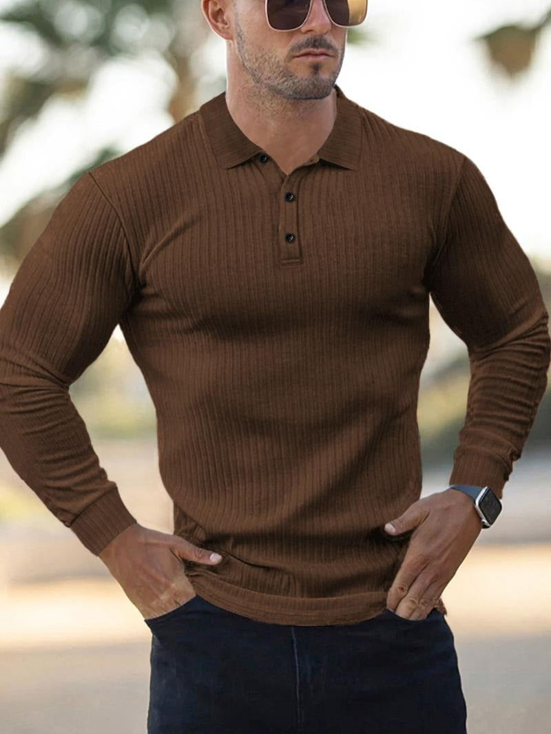 Herren Polo Slim Fit Langarmshirt Stretch