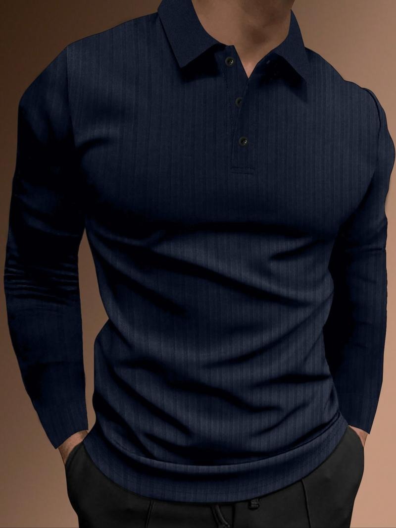 Herren Polo Slim Fit Langarmshirt Stretch