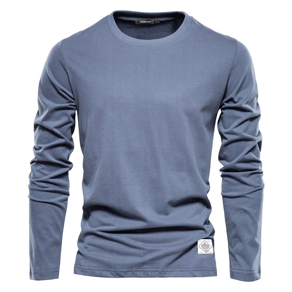 Herren Langarmshirt Baumwolle Rundhals Schwarz - Norvielle