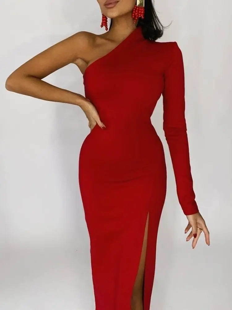 Elegantes Damenkleid mit einer Schulter