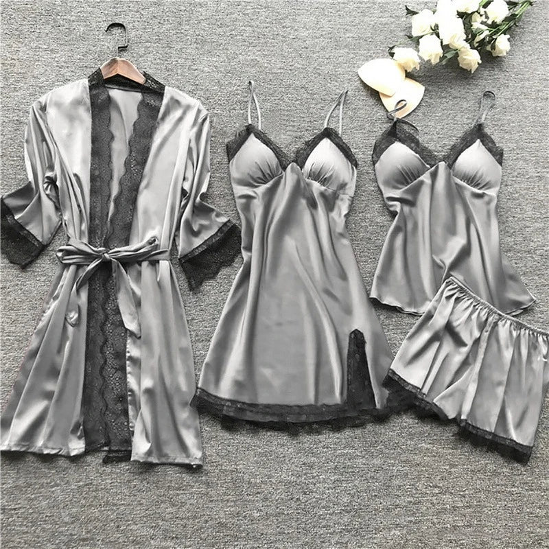 Norvielle Damen Satin Pyjamas Set