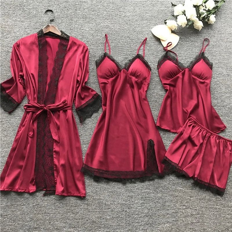 Norvielle Damen Satin Pyjamas Set