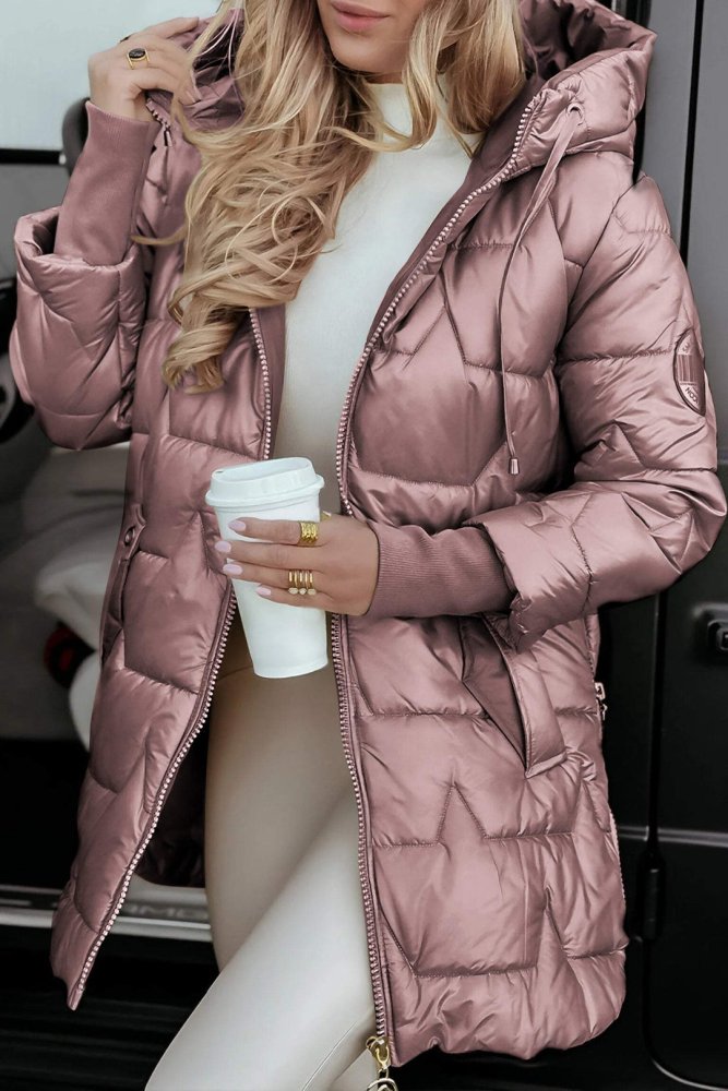 Damen Wintersteppjacke Lang Warm Leicht Windabweisend