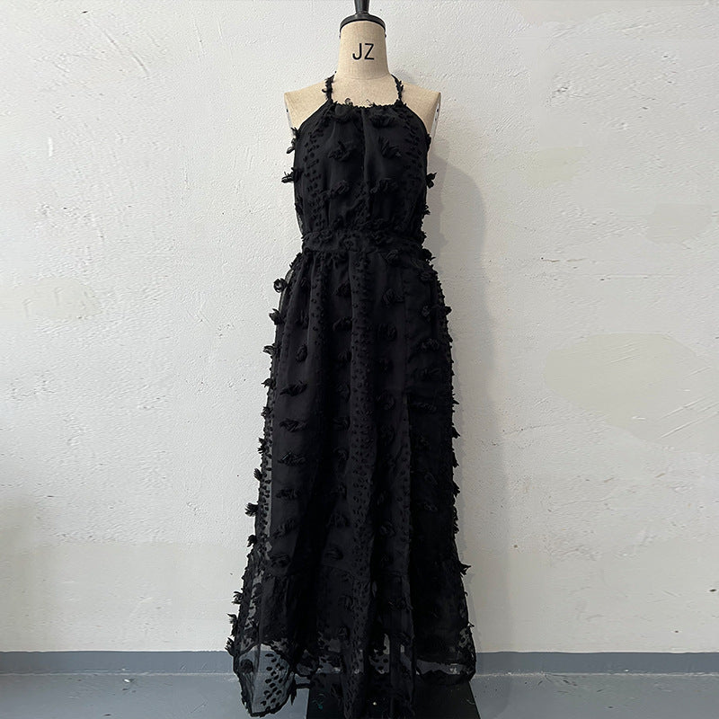 Langes gestricktes Kleid von Elarova mit Rückenausschnitt