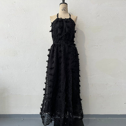 Langes gestricktes Kleid von Elarova mit Rückenausschnitt