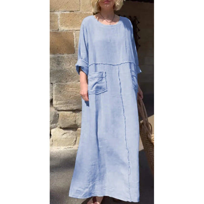 Langes, lässiges Plisseekleid mit langen Ärmeln von Elarova