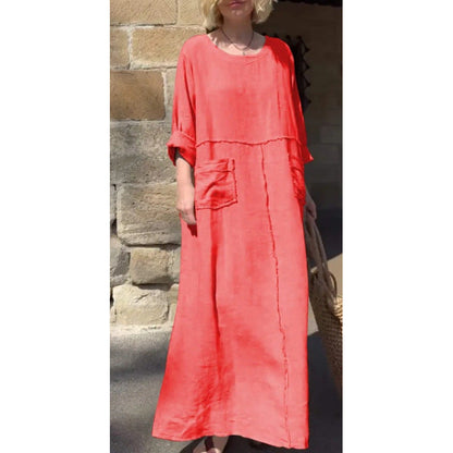 Langes, lässiges Plisseekleid mit langen Ärmeln von Elarova
