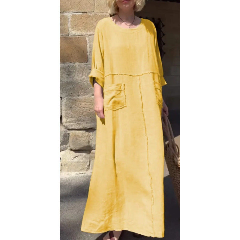 Langes, lässiges Plisseekleid mit langen Ärmeln von Elarova