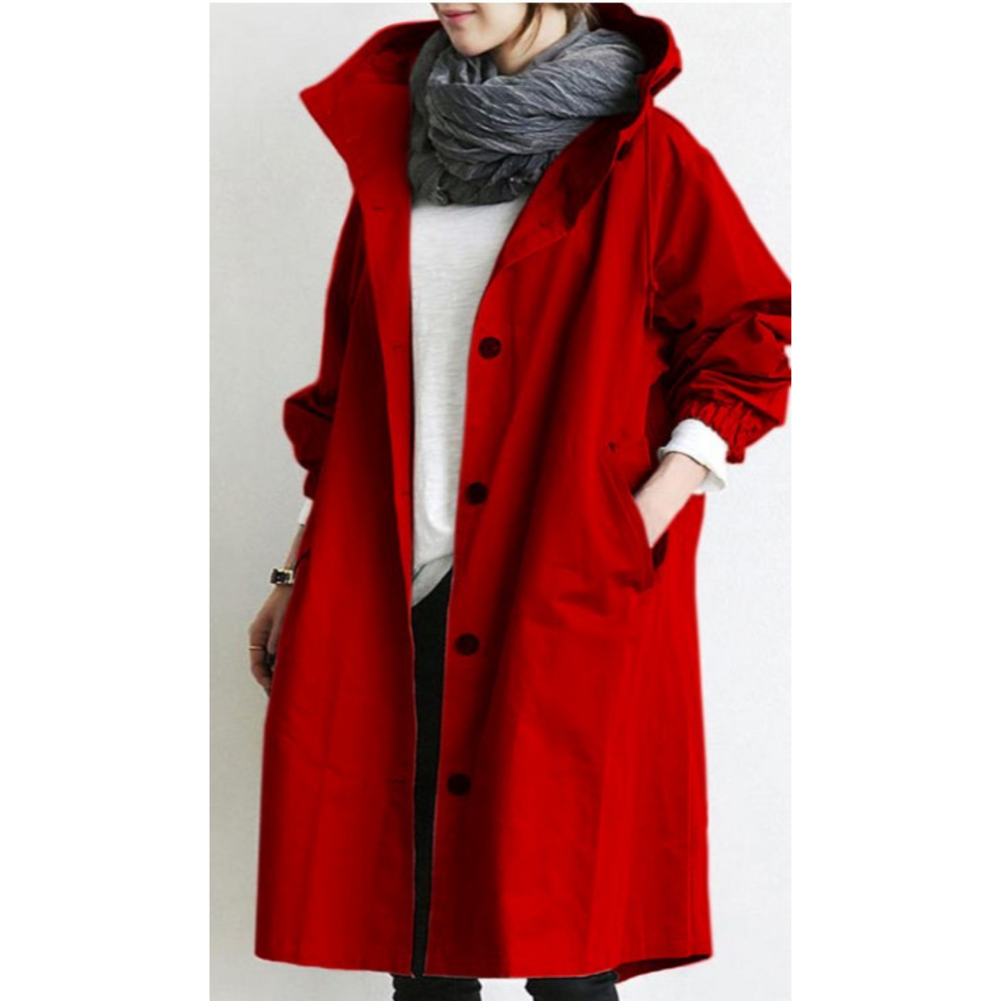 Norvielle Damen Trenchcoat Lang