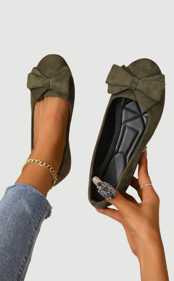 Damen Ballerinas Schleife Bequem Schwarz - Norvielle