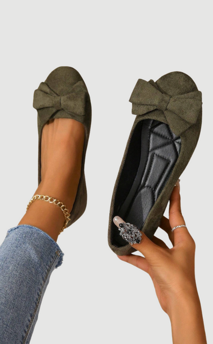 Damen Ballerinas Schleife Bequem Schwarz - Norvielle