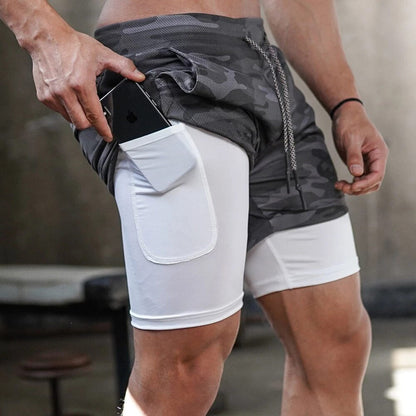 Laufshorts – Schnell trocknend – Kordelzug – 2-in-1-Shorts – Fitnessshorts für Männer-Chaps Herrenmode
