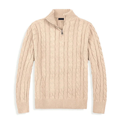 Herren Pullover Halbzip Rippbündchen Hochkragen
