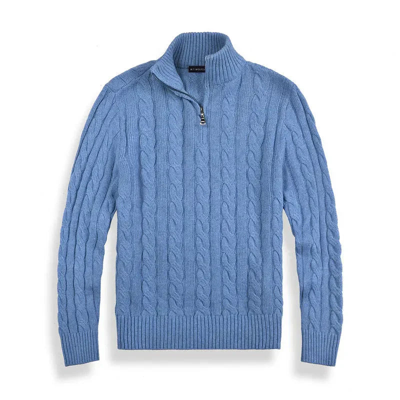 Herren Pullover Halbzip Rippbündchen Hochkragen