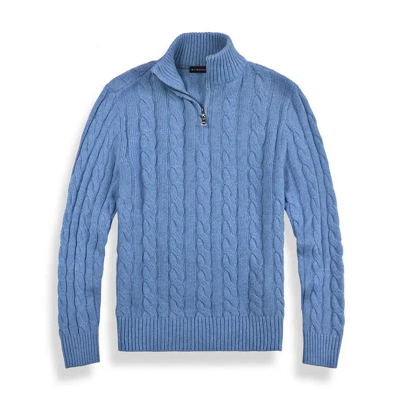 Herren Pullover Stehkragen Teilöffnung