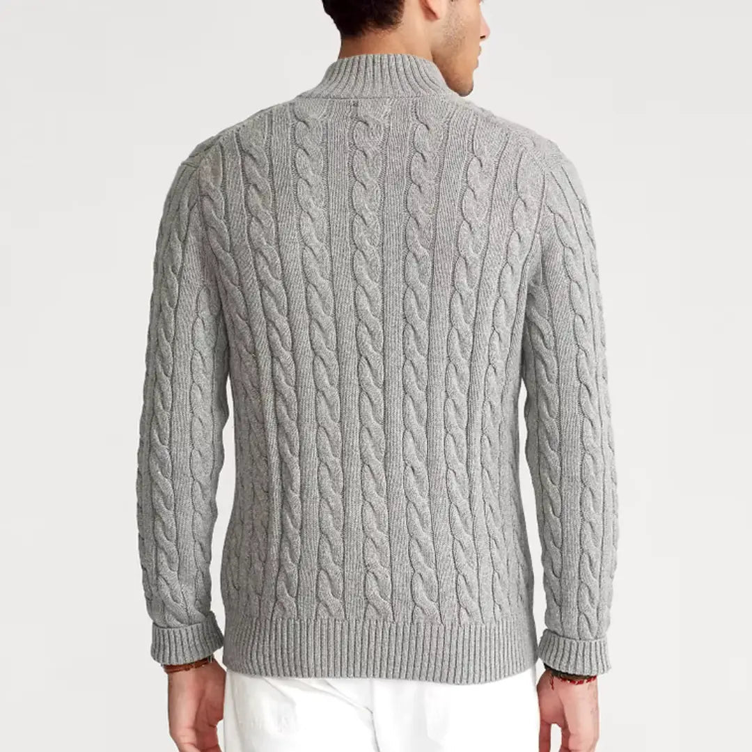 Herren Pullover Stehkragen Teilöffnung