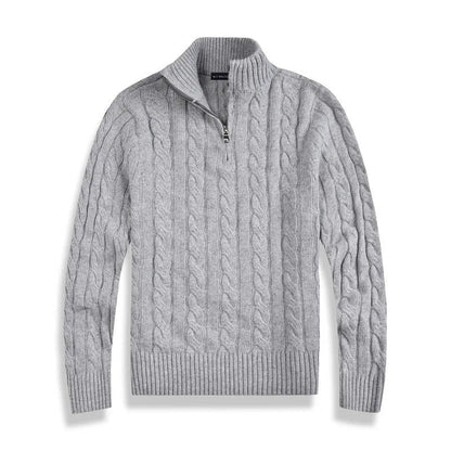 Herren Pullover Stehkragen Teilöffnung