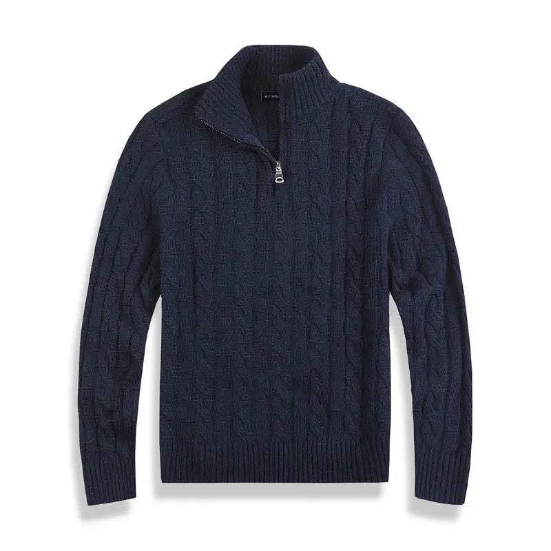 Herren Pullover Halbzip Rippbündchen Hochkragen