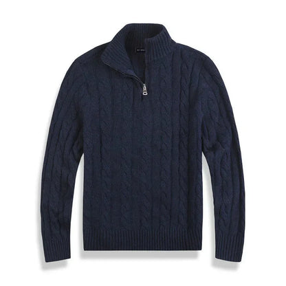 Herren Pullover Halbzip Rippbündchen Hochkragen