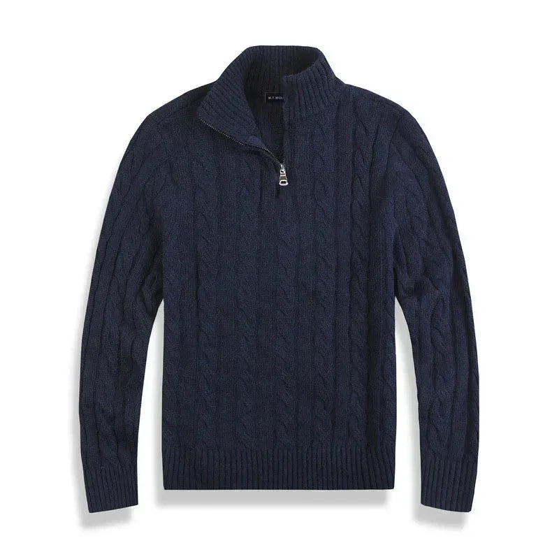 Herren Pullover Stehkragen Teilöffnung