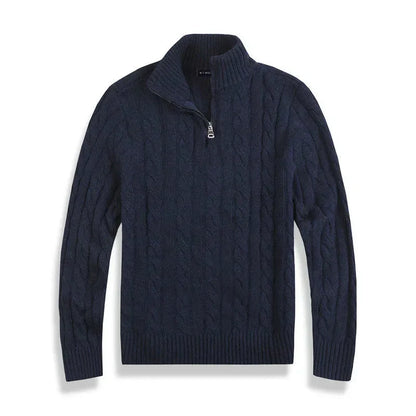 Herren Pullover Stehkragen Teilöffnung
