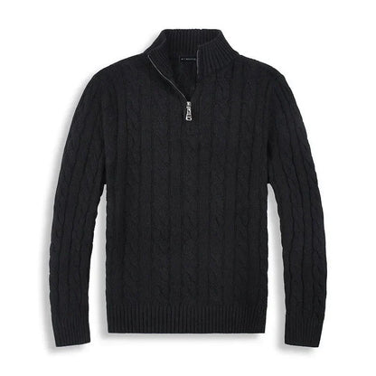 Herren Pullover Halbzip Rippbündchen Hochkragen