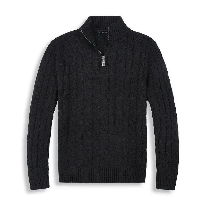 Herren Pullover Stehkragen Teilöffnung