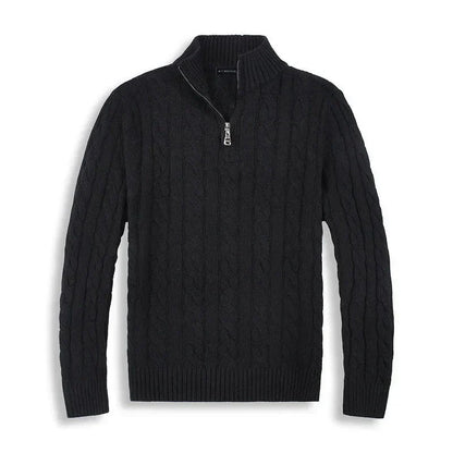 Herren Pullover Stehkragen Teilöffnung