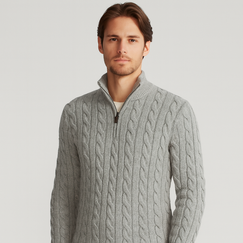 Herren Pullover Stehkragen Teilöffnung - Norvielle