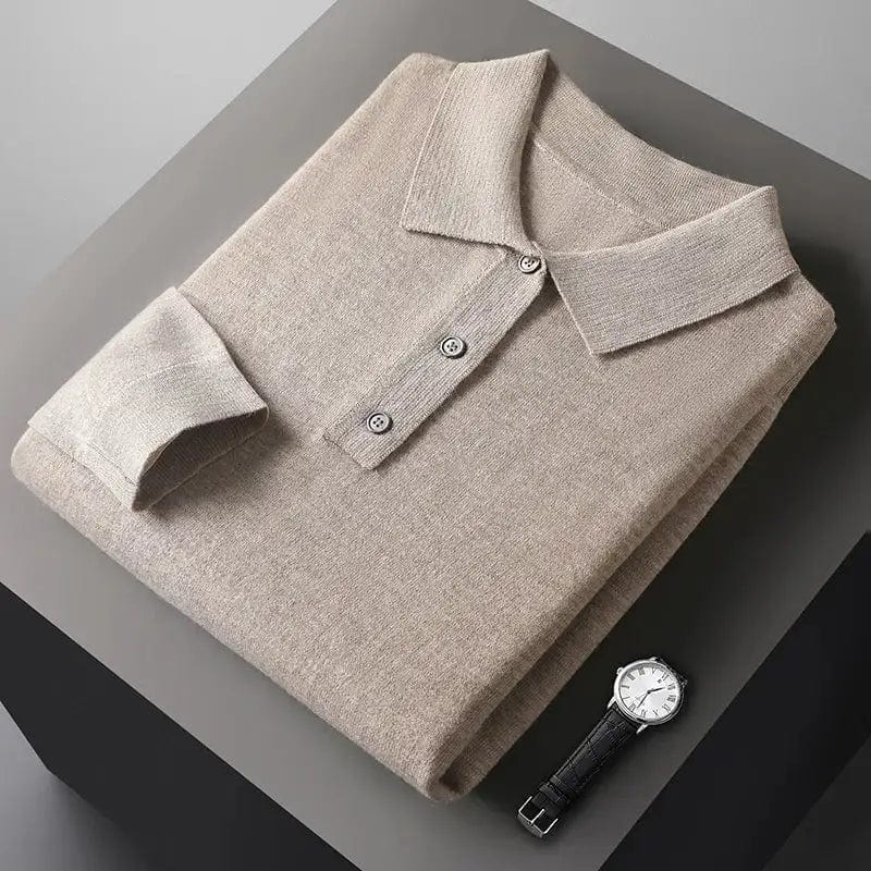 Herren Polo Shirt Langarm Klassisch Weiß