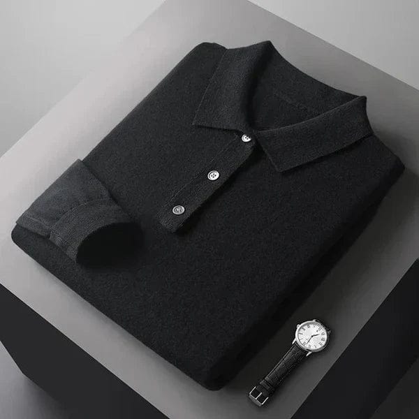 Herren Polo Shirt Langarm Klassisch Weiß