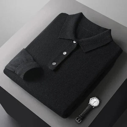 Herren Polo Shirt Langarm Klassisch Weiß