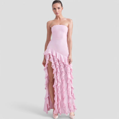 Norvielle Damen Ärmelloses Rüschenkleid Elegantes