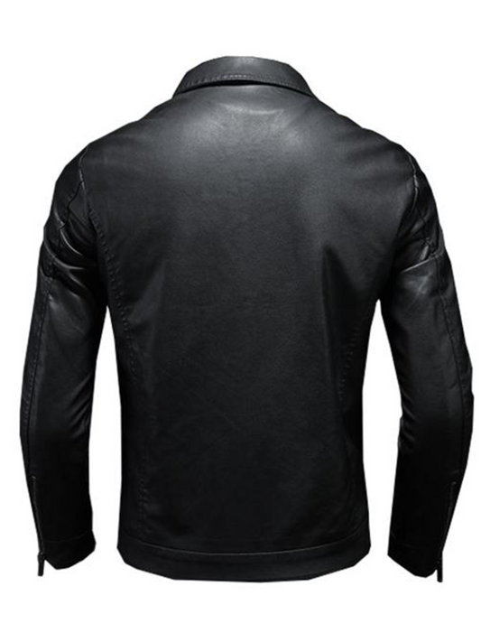 Herren Leder Motorradjacke Bequem Schwarz - Norvielle