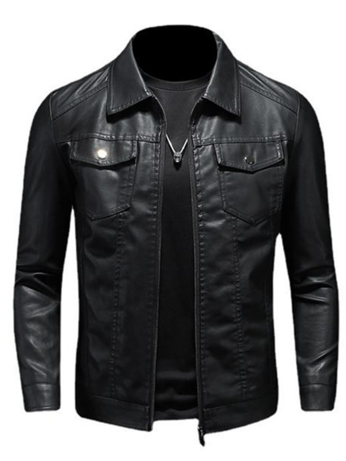 Männer Lederbikerjacke Bequem