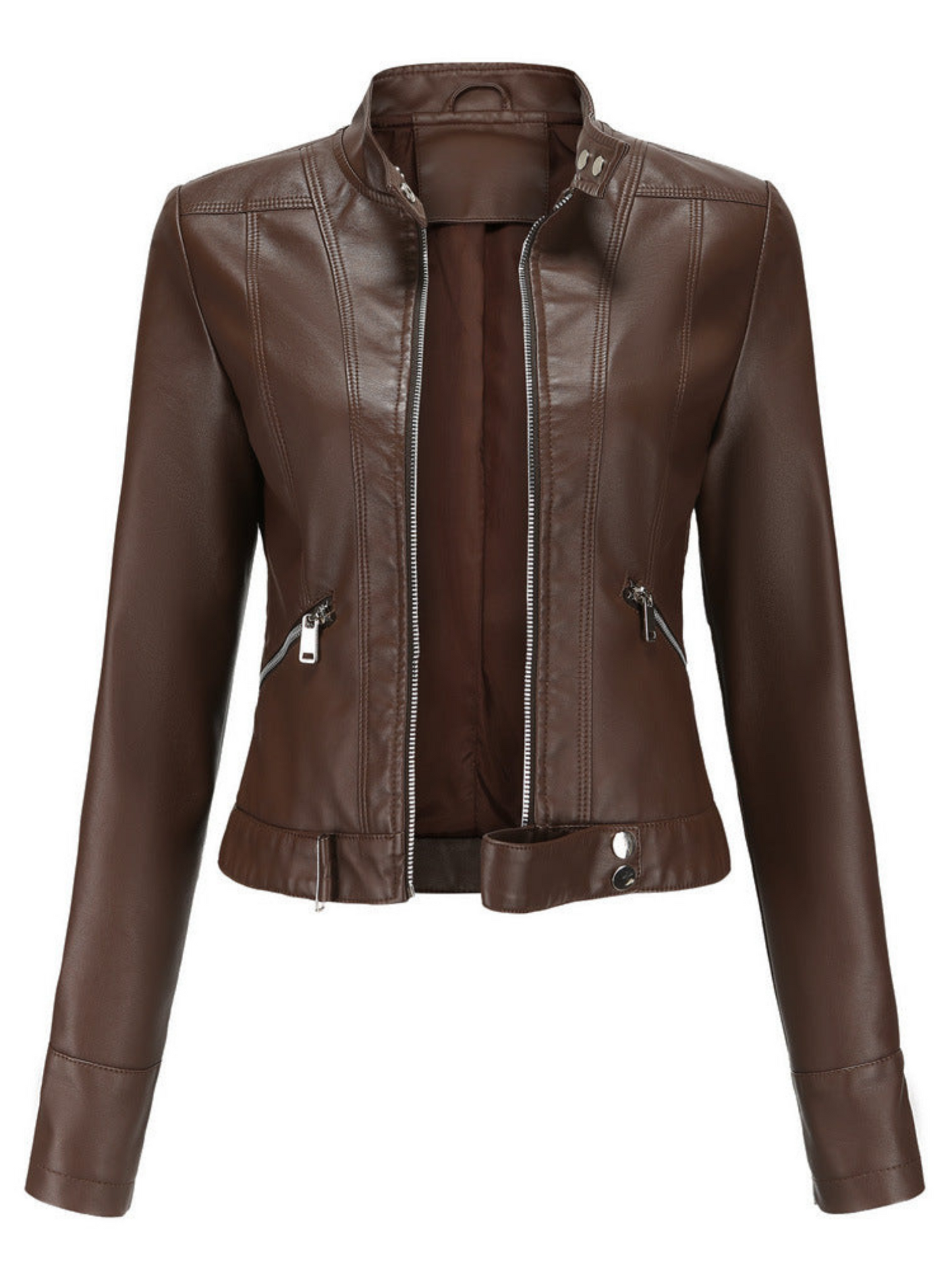 Damen Lederjacke Taillierte Passform Winter