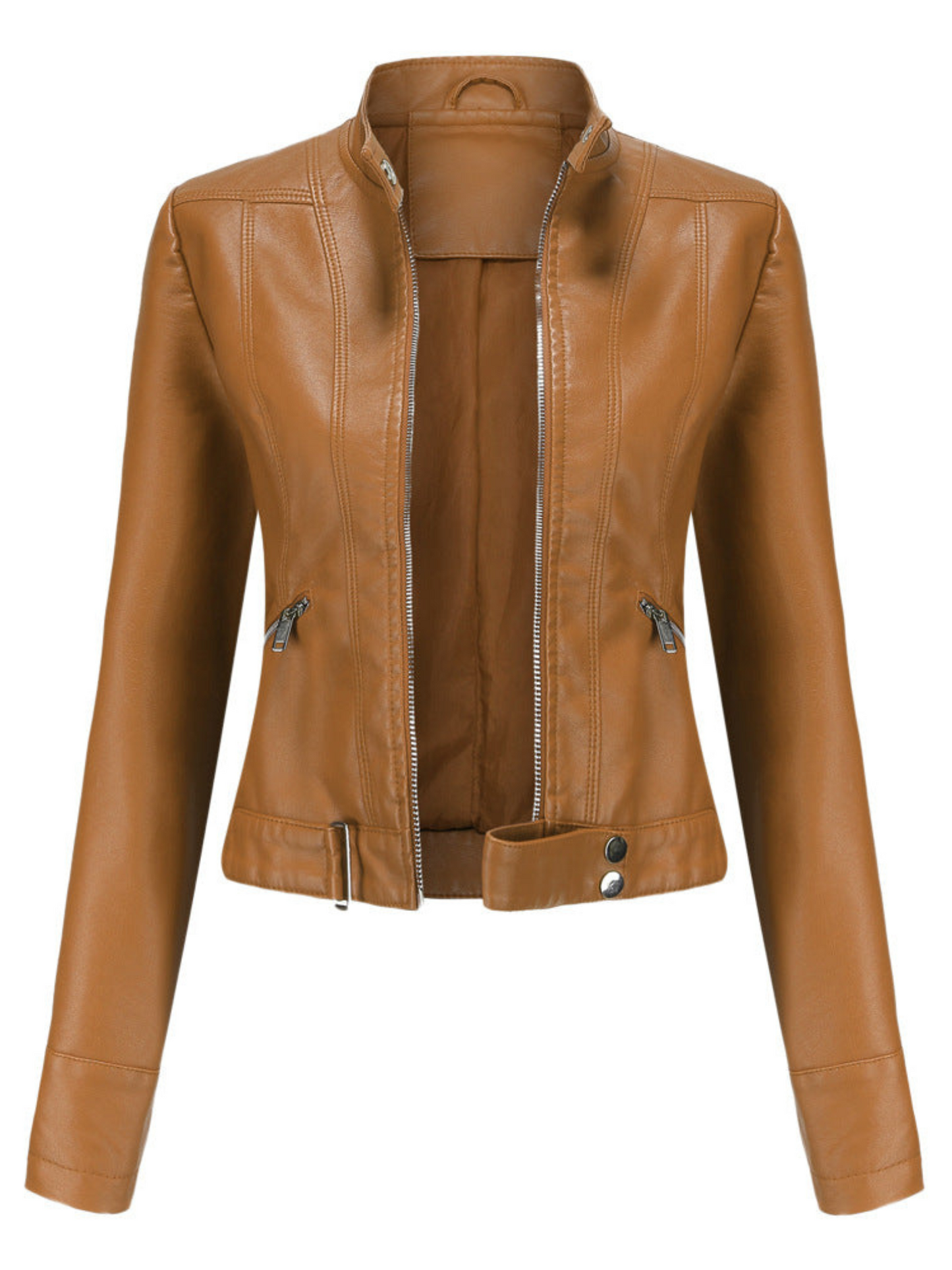 Damen Lederjacke Taillierter Schnitt